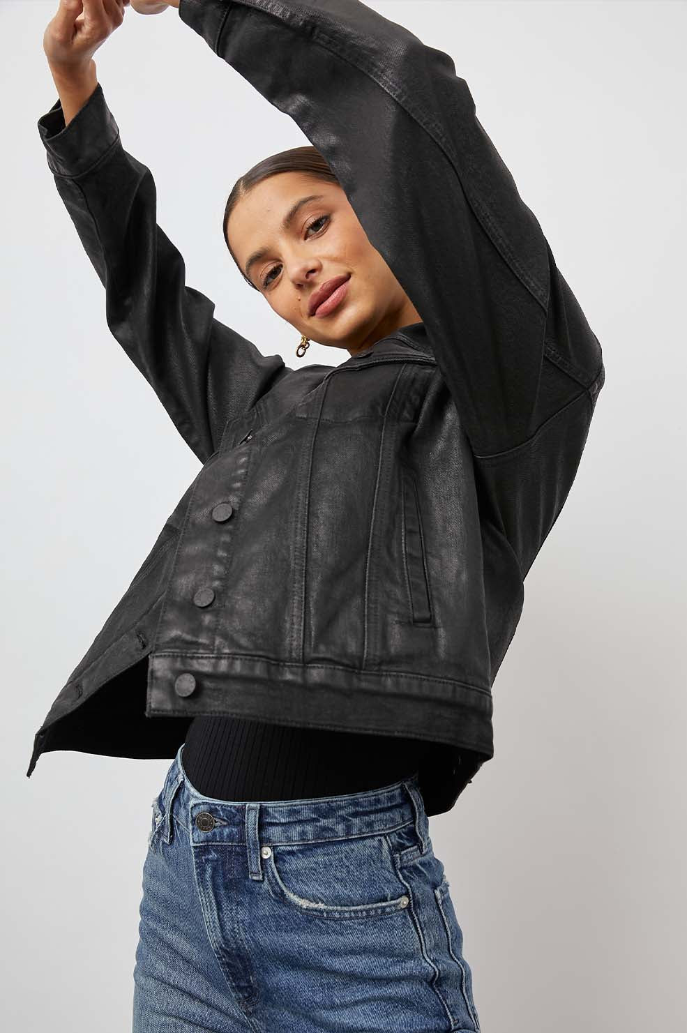 MULHOLLAND JACKET - COATED NOIR