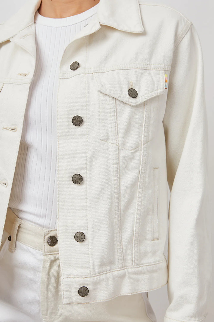 THE MULLHOLLAND DENIM JACKET IN ECRU - DETAIL