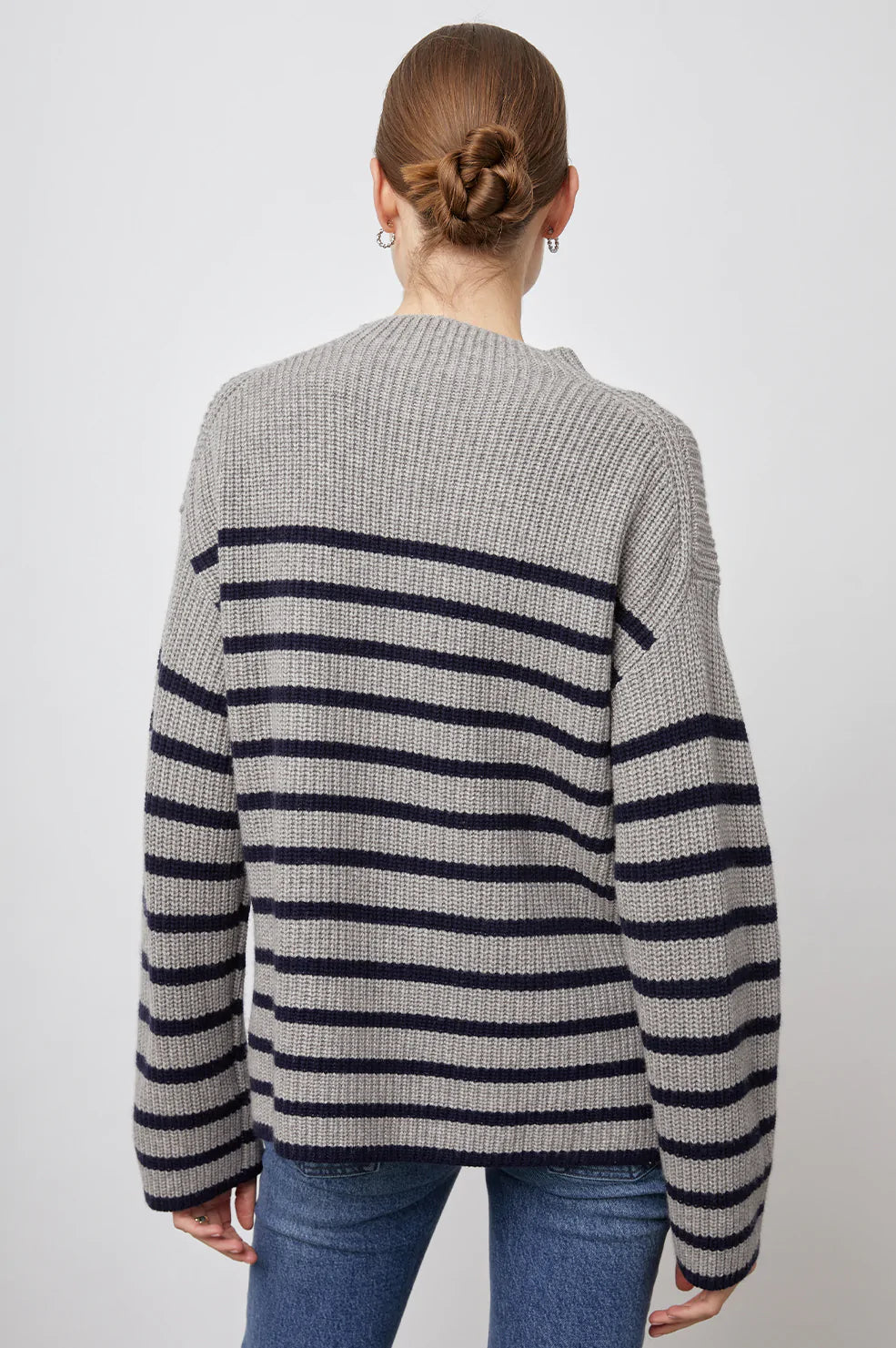 CLAUDIA HEATHER NAVY STRIPE SWEATER-BACK