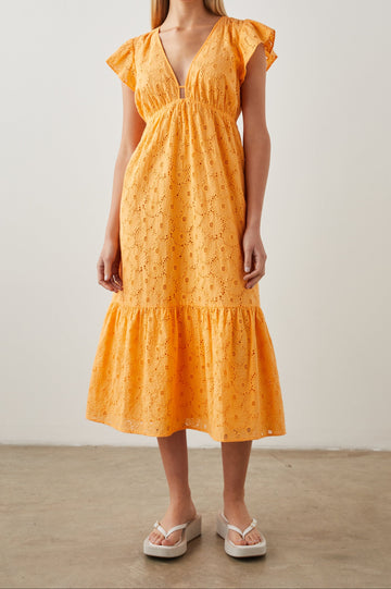TINA DRESS MARIGOLD EYELET - FRONT