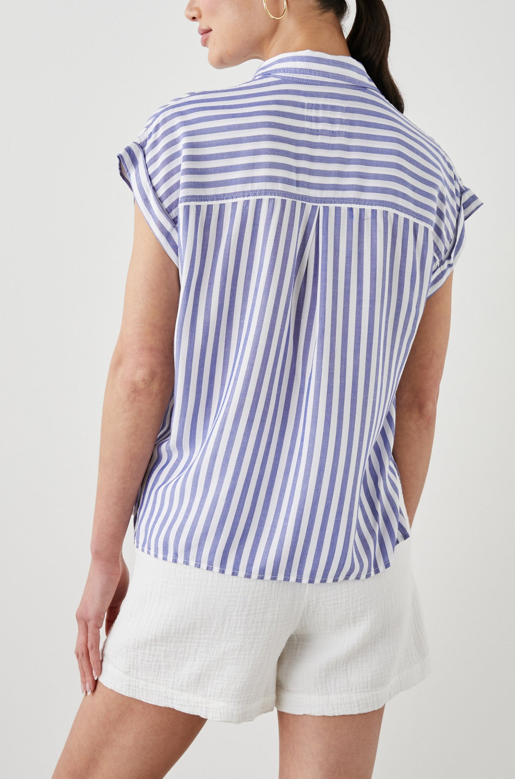 WHITNEY SHIRT BLUE WHITE STRIPE - BACK