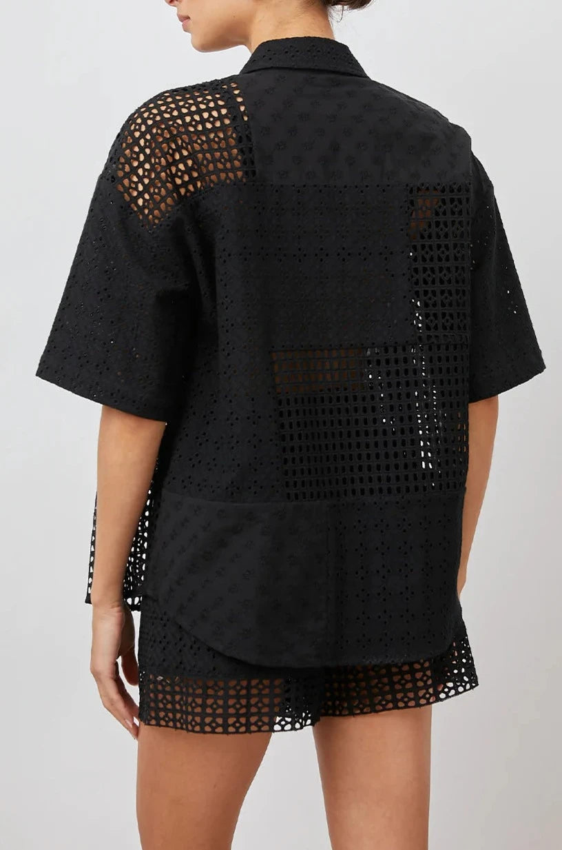 YURI BLACK EYELET MIX TOP -BACK