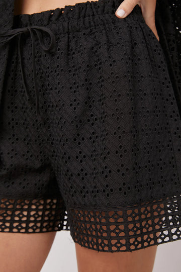 EMBER BLACK EYELET MIX SHORTS-DETAIL