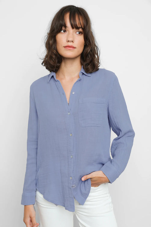 Ellis Aegean Long Sleeve Buttondown Shirt - front untucked